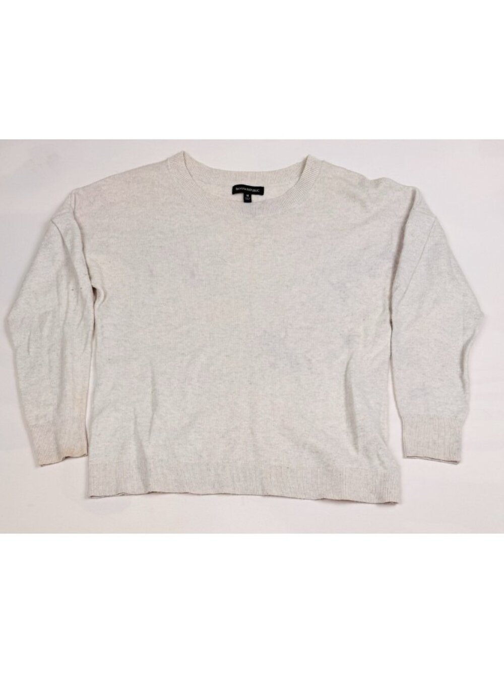 Banana Republic Cosy Rounded Long Sleeve Sweater Womens M Beige Knit Pullover